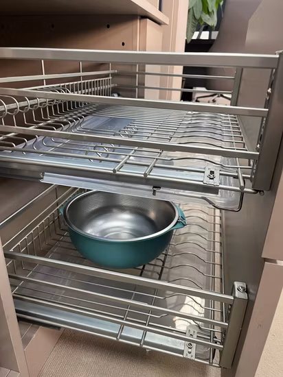 Household Storage Base Units Cook Top Soft Closing Slide out Three Side Wire Rack Tableware Holder Dinnerware Pull out Drawer Basket Kitchen Cabinet Accessories